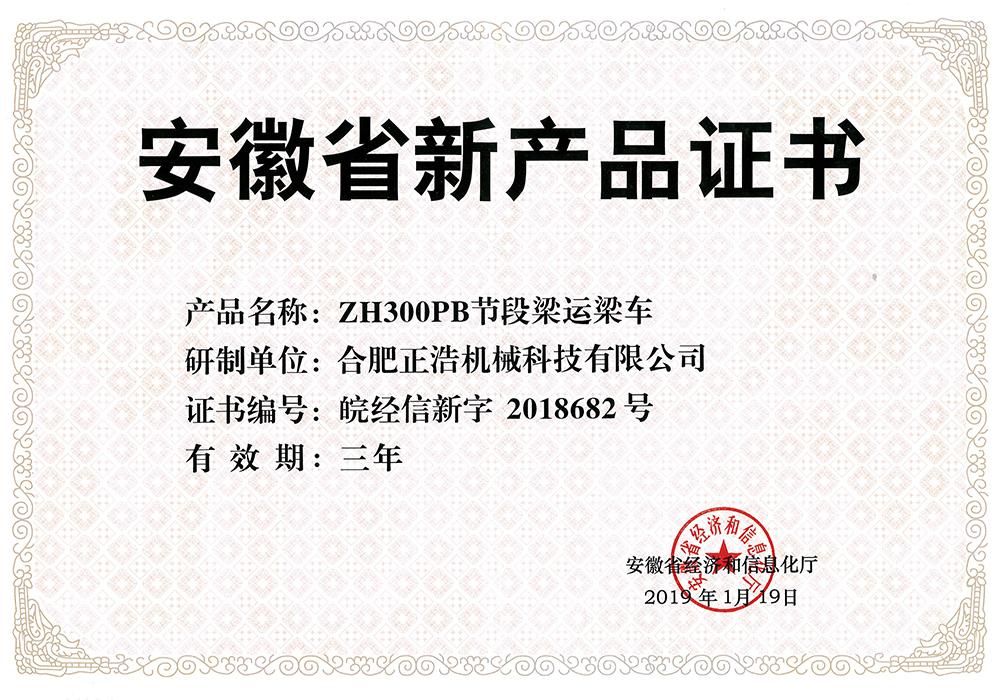 新產(chǎn)品證書-ZH300PB